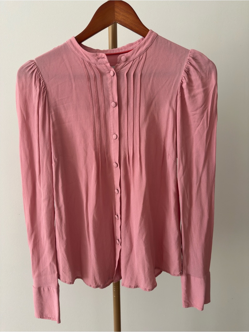 Boden Blush Pink Pintuck Button Front Blouse Size 4 100% Viscose